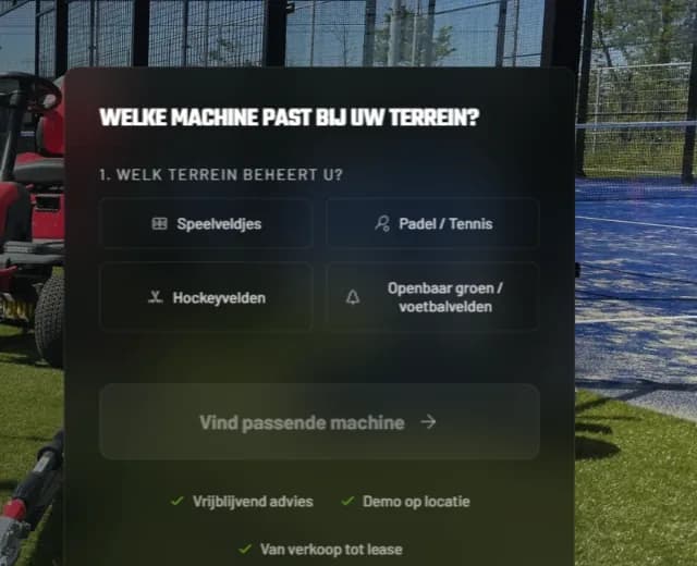 Keuzehulp op de homepage van HAK Machines: welke machine past bij uw terrein